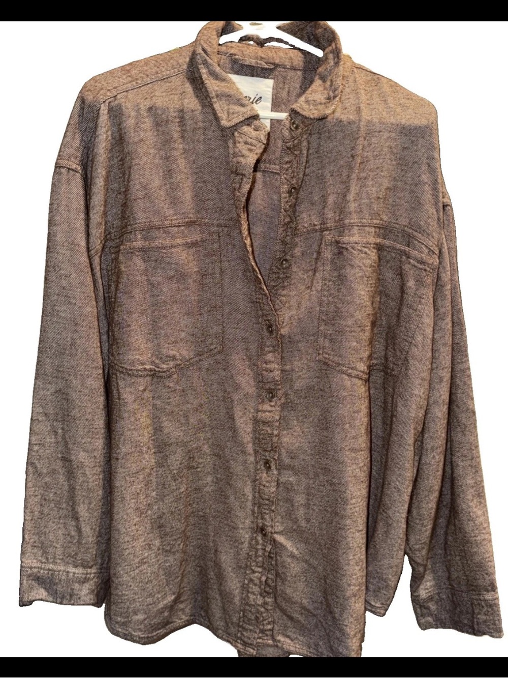Aerie brown Cotton Knit Button-Up Shirt Collared Long Sleeve Women's XL Slouchy